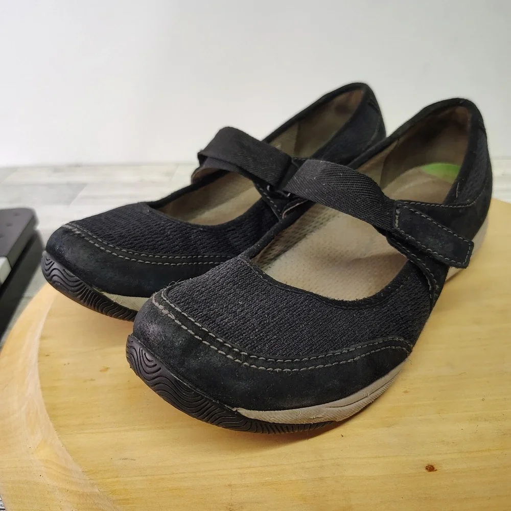 Comfortcore Mary Jane Shoes Black Leather Hook Strap Wedge Womens 7.5 Dansko - Picture 15 of 17